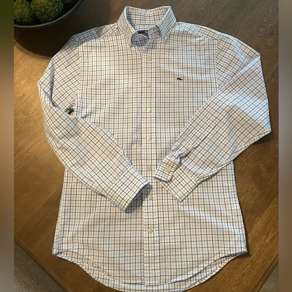 Vineyard Vines Men’s Classic Fit Whale Shirt, XS, Long Sleeves, Blue/White, EUC